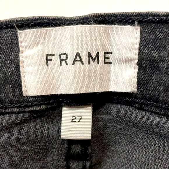 Frame Denim- Le Skinny de Jeanne in Tonal Python Black & Grey Print- Size 27 - Picture 6 of 11